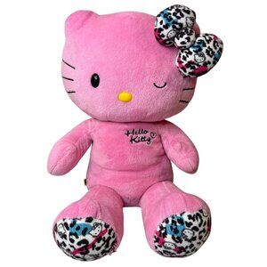 Hello Kitty Build A Bear Workshop Pink Leopard Winking 18" 2012 With Bow